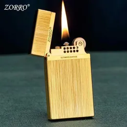 Zorro cobre puro ultra fino voz alta querosene isqueiro metal desenho tecnologia rebolo ignição acessórios para fumar na3z