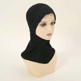 Abbigliamento etnico Pizzo Underscarf Hijab Cap Copri collo Donne musulmane Velo Laidies Sciarpa Turbante Moda Cofano per interno