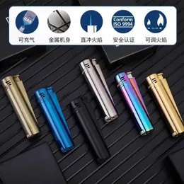 Spanish Clipper Metal Butane No Gas Windproof Lighter Direct Blue Flame Smoking Accessories Men's Boutique Series Gadgets TLCG