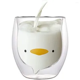 Tassen BOUSSAC Kreative Bär Kaffeetasse Niedlichen Tier Doppelglas Tasse Cartoon Transparente Milch Dame Tassen Kind