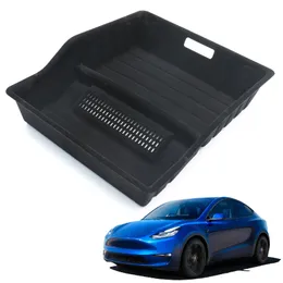 För Tesla Model Y Under Seat Storage Box Consped Organizer Container med luftuttag Cover Interiör Tillbehör 2023