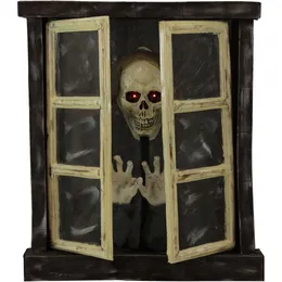 Esqueleto de janela animado ativado por toque de 2 8 pés, decoração de Halloween, multicolorido