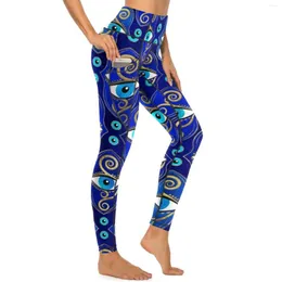 Women's Leggings Evil Eye Charm Pattern Sexy Greek Eyes Mati Amulet High Waist Yoga Pants Sweet Stretch Leggins Fitness Sports Tights