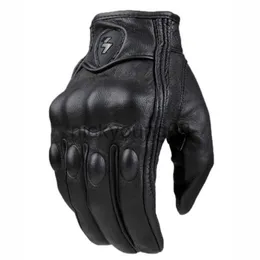 Fem fingrarhandskar Retro äkta lädermotorcykelhandskar Ventilera mjuk MBX/MTB/ATV Glove Motocross Extreme Sport Equipment Bike 211124 X0902