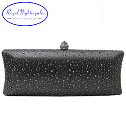 Evening Bags Royal Nightingales Women Party Metal Crystal Clutches Crossbody Handbag Wristlets Hard Case Clutch for Gift 230901