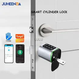 Dörrlås ttlock app tuya bluetooth smart cylinder digitalt lösenord RFID -kort nyckelkod nyckelfri euro -profillås cylinder för ingångsdörr HKD230902