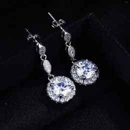 Dangle Earrings Q Excellent Round Square Bling Zircon Stone High Quality Jewelry For Women Girl