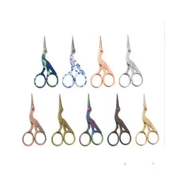 Altri articoli vari per la casa Forbici a forma di gru in acciaio inossidabile Intaglio di animali Retro dorato placcato oro Beauty Tailor Nose Hair Cutter Dro Dh8J3