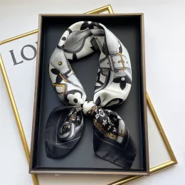 Projektant Letters Chain Drukuj Kwiatowy jedwabny szalik dla kobiet luksusowy klasyczny uchwyt torba wstążki szaliki