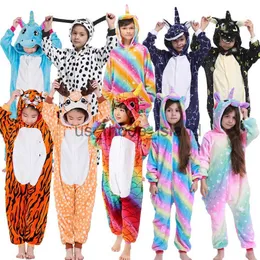 Pyjamas 80-150 cm Kinder Winter Tiger Pyjamas Kinder Panda Dinosaurier Overall Einhorn Kigurumi Onesie für Jungen Mädchen Teenager Baby Kostüm x0901