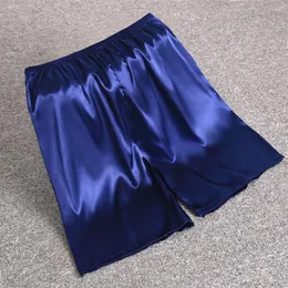 Men's Sleepwear Men Elastic Waist Silk Satin Pajamas Sorts Nitwear Pocket Pants Bottoms Summer Sleep Boxers