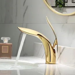 Bathroom Sink Faucets Luxury Gloden/chrome Color Deck Mounted Household Restaurant Basin Facucet El Faucet Tap