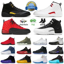 Designer 12 Jumpman Mens Basketball Shoes Top Quality Black Taxi 12s Sneakers Fiba Trainers Sports Playoffs Royalty Twist Flu Game University Gold Dark Wholesale