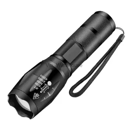 Facklor Högeffekt LED -ficklampor Camping Torch 5 Belysningslägen Aluminiumlegering Zoombar Lätt vattentät material Använd 3 AAA -batterier HKD230902