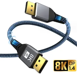 8K 1.4ケーブルディスプレイポートオスからオスからオスへのDP拡張コード2ウェイハイトスピードビデオケーブルDPビデオラップトップテレビ用コネクタワイヤー