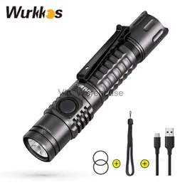 Torches Wurkkos FC12 충전식 토치 전술 손전등 LED 18650 SFT40 2000LM ATR 전력 표시기 USB-C IPX8 EDC 캠프 조명 HKD230902