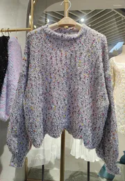 Kadın Sweaters Cakucool Parlak Lurex Sweater Kadınlar Uzun Kollu O boyun sonbahar Jumperlar Yuvarlak Boyun Gevşek Örgü Külot Femme