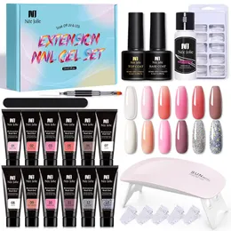 Förlängning nagelgel set builder nagel gel bas kappa topprock nagelkuddar uv lamphybrid set hema gratis poly nagelförbättring nagelkonst design diy hemma gåva för kvinnor nagel