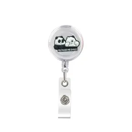 Business Card Files Cute Retractable Badge Holder Reel - Clip-On Name Tag With Belt Clip Id Reels For Office Workers Panda Doctors Nur Ot9Q2