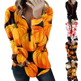 Kobiet bluzy dla kobiet pullover halloween nadruk luźne bluza bluza zip do ubrania z długim rękawem