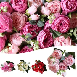 Decorative Flowers 5 Pieces Of Artificial Peonies Family Garden Wedding Simulation Plants Paryt Tabletop Vase Decoration