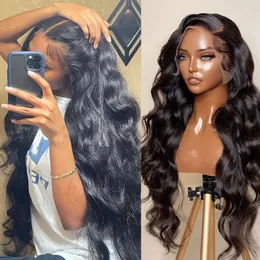 合成ウィッグボディウェーブ13x4 13x6 HD Transparen Lace Front Wig 40 Inch Lace Frontal Wig for Women Brazilian Hair Preucked 230901