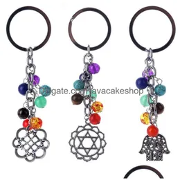 Konst och hantverk 2021 Ny Chakra Stone Key Chain 6 T2 Fast Ship Drop Delivery Home Garden Gifts Dhcan