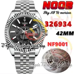 N V2 42mm Sky Cf326934 A9001 Complication Calendar Automatic Mens Watch Fluted Bezel Black Dial Stick Markers 904L Steel Bracelet Super Edition eternity Watches