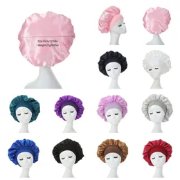 Вечеринки с твердым цветом атласная шишка ночная шляпа для женщин для женщин Эластичный сон шапки для боковых модных аксессуаров для волос 17 цветов Q550