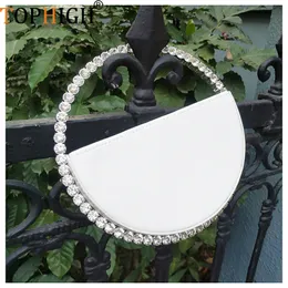 Evening Bags TOPHIGH Luxury Shiny Diamond Round Clutch For Women Circular Handle Purse Designer Party Wedding Dinner Tote 230901