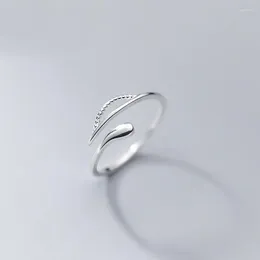 حلقات الكتلة MloveAcc 925 Sterling Silver Fresh Sweet Branch Leaf Fervent Fashion Female Enderdy Emplable Remsistable