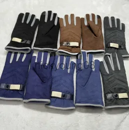 Cinco Dedos Luvas Inverno Mens Veado Pele De Veludo Luvas Clássico Vintage Quente Design Macio Homens Mittens Ao Ar Livre Equitação Luva de Esqui X0902