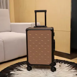 Valigia di lusso in alluminio con ruote borsa da viaggio di design donna uomo bagaglio a mano borsa con lettera di moda stampata di alta qualità 230716
