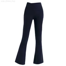 Lu Yoga Lu-088 Groove Fitness Gym Women Yoga Pants Elastic Wide Leg Flare Leggings Hög midja Tunna Summer Flare Pant Gym slitage