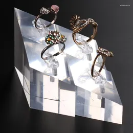 Smycken påsar rensar akryl rhombushållare pografi rekvisita kosmetika ringar display stativ pad halsband prydnad studsställ
