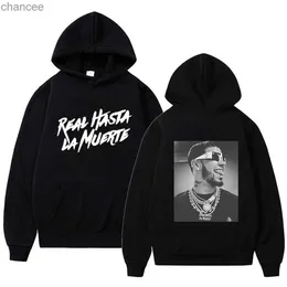 Herrtröjor tröjor rapper anuel hoodies hip hop tröjor riktiga hasta la muerte tryckt streetwear coat metallmusik avslappnad långärmad pullover lst230902