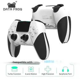 Oyun Denetleyicileri Joysticks Veri Frog Bluetooth uyumlu kablosuz denetleyici gamepad PC için joystick slim oyun konsolu HKD230831