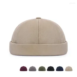 Berets Retro Hip-Hop Vermieter Hut Einfarbig Street Dance Japanische Melonenhaut Kappe Licht Platte Brimless Tang Hüte