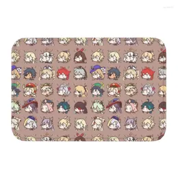 Carpets Custom Genshin Impact Kawaii Chibi Nerdy Characters Doormat Mat Bath Kitchen Living Room Welcome Rug Carpet Footpad 40 60cm