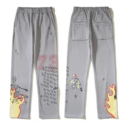 Calças de moletom masculinas hip hop algodão impresso joggers cordão street wear calças cinza 23fw