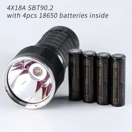 Torches copkoy 4x18a Flashlight SBT90.2 5400LM 온도 제어 및 18650 배터리와 유형 C 충전 인터페이스 HKD230902