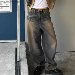 Женские джинсы Harajuku вымыли огорченные джинсы Женщина Корейская модная уличная одежда Эстетическая с низкой талией мешковаренное гранж Y2K Джинсовые штаны 2022 Q230901