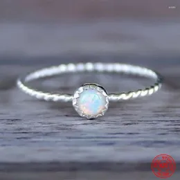 Anéis de cluster tieeyiny 925 prata esterlina opala anel para mulheres casamento jóias festa acessórios elegantes presente