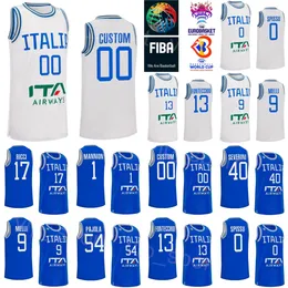 Print Italia Basketball Italy Jersey World Cup National Team 13 Simone Fontecchio 0 Marco Spissu 9 Nicolo Melli 33 ACHILLE POLONARA 7 STEFANO TONUT GIAMPAOLO RICCI