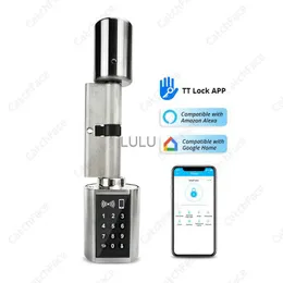 Door Locks Bluetooth Smart Cylinder Lock Electronic Door Lock With TT Lock App Remote Control Keypad Code Card Keyless Lock for EU Model HKD230902