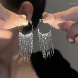 Boucles d'oreilles pendantes coréennes élégantes, chaîne ronde, pompon, mode Simple, bijoux en métal pour femmes, 2023