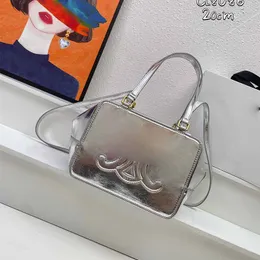 Bolsa de prata estilo pista novo luxo designer bolsa de couro bolsas de tronco dobrado caixa de cubo triomphe arco axila saco clássico feminino ombro crossbody sacos