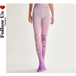 Sexy Socks Anime Cute Mesh Stockings Tights Lolita Kawaii Print Breathable Bottoming Pantyhose Women Streetwear Body Shaping Trousers 230901