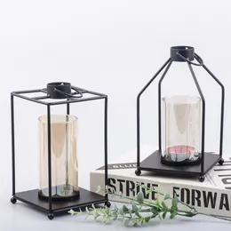 geometric square metal black table top candle holders lanterns decor and home wedding candle jars