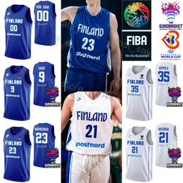 Tryck Finland 2023 VM Basketball 20 Madsen Jersey National Team 34 Jacob Grandison 35 Ilari Seppala 19 Elias Valtonen 1 Miro Little 18 Mikael Jantunen Salin